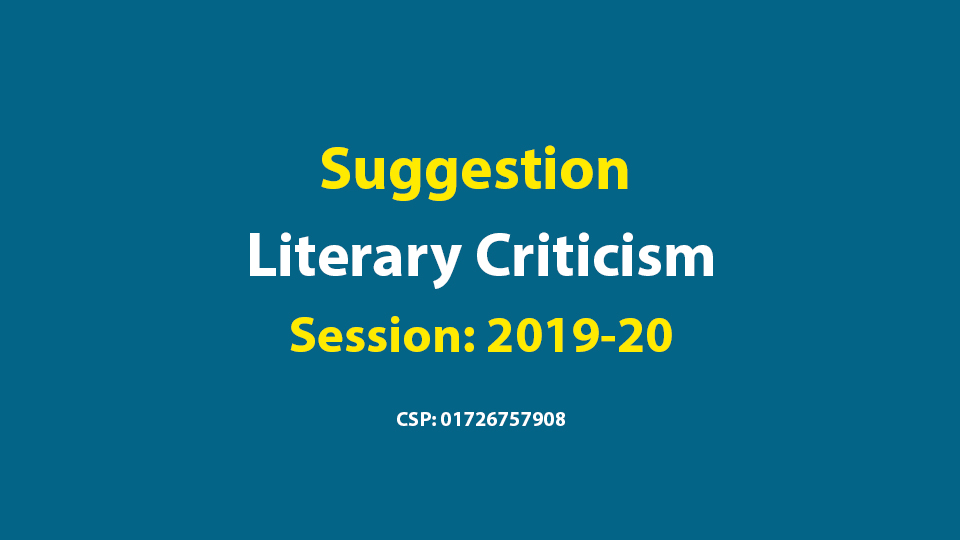 Suggestion of Literary Criticism for 4th Year